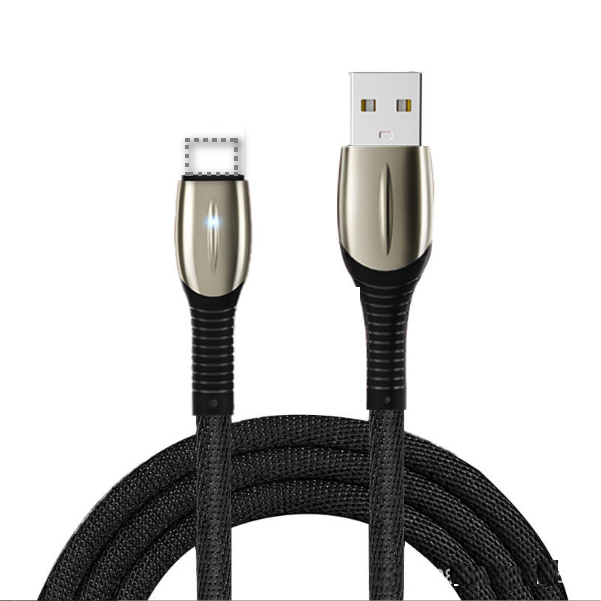 Zinc alloy braided 3A data cable with light [Apple interface Lightning-1m (black)]