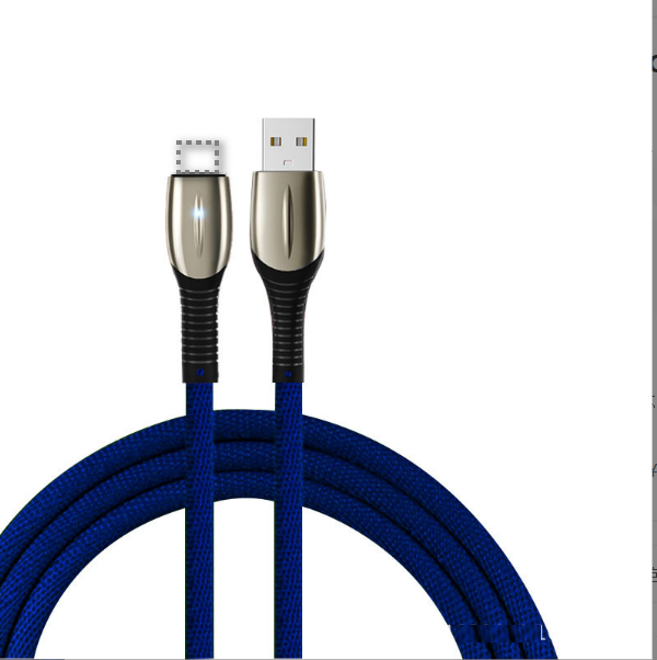 Zinc alloy braided 3A data cable with light [Apple interface Lightning-2m (blue)]