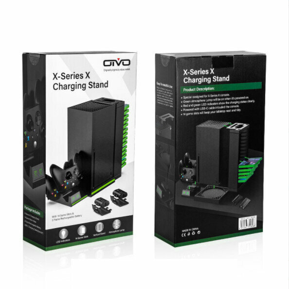 Compatible with Xbox Series X Console Stand, Xbox Controller, Dual Charging Base, Disc Storage Rack (IV-BX304)