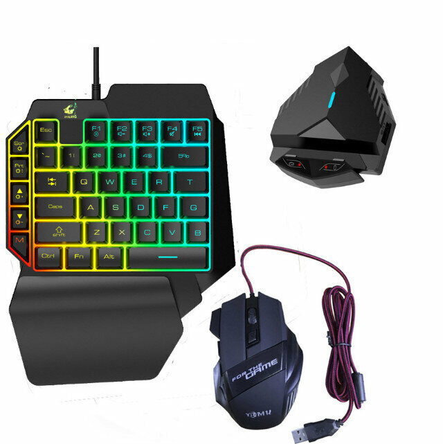 Compatible with Android phablet Throne keyboard and mouse converter, large projection, LOL intelligent pressure (Lingzha 2pro + K15 keyboard + 003 mouse)