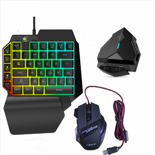 Compatible with Android phablet Throne keyboard and mouse converter large projection LOL smart pressure (Lingzha 2 + K15 keyboard + 003 mouse)