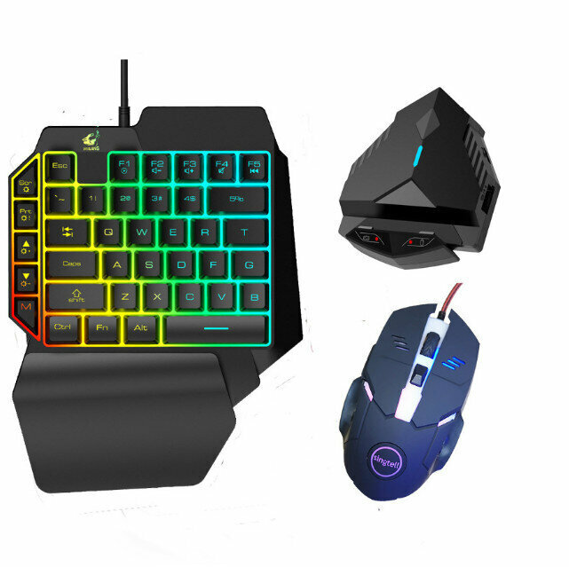 Compatible with Android phablet Throne keyboard and mouse converter large projection LOL intelligent pressure (Lingzha 2pro + K15 keyboard + ST02 mouse)