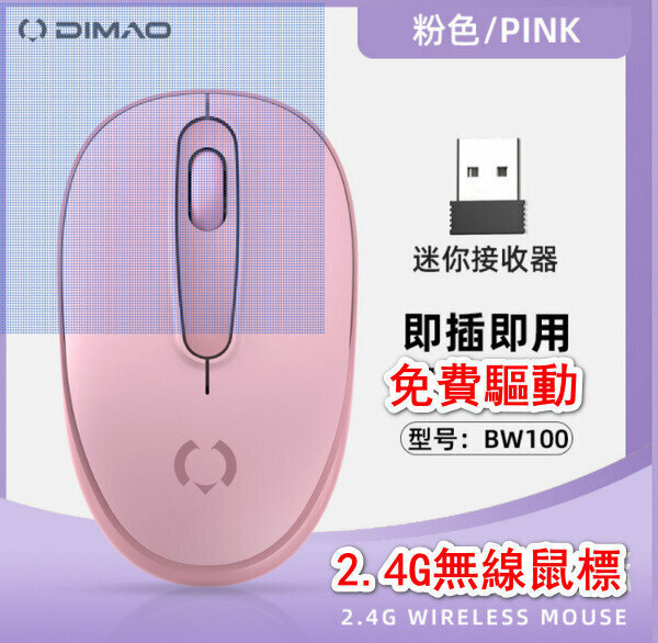 2.4G Wireless Mouse-BW100-Pink