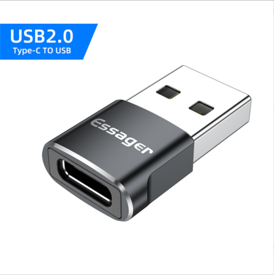 USB2.0 Male to Type-C Female Adapter (Black)