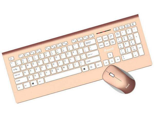 2.4G Wireless Keyboard & Mouse Combo - W8210 Champagne Color