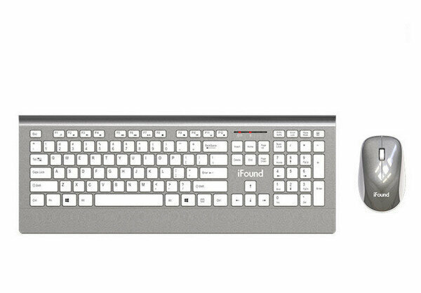 2.4G Wireless Keyboard & Mouse Combo - W8210 Silver Grey