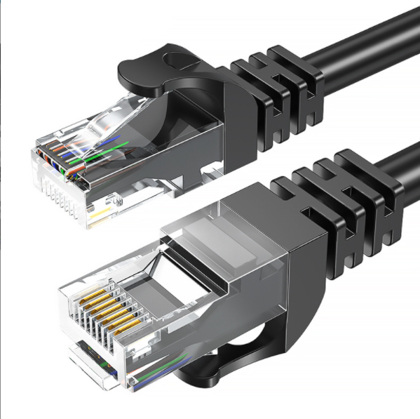 CAT6 Cat6 Gigabit Ready-made Home Router Jumper Double-Shielded Computer Cable (Black Round Wire 0.5M)