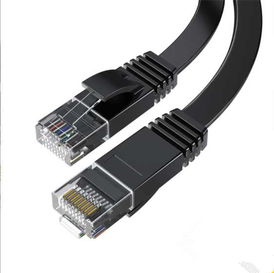 CAT6 Cat6 Gigabit Ready-made Home Router Jumper Double-shielded Computer Cable (Black Flat Wire 3M)