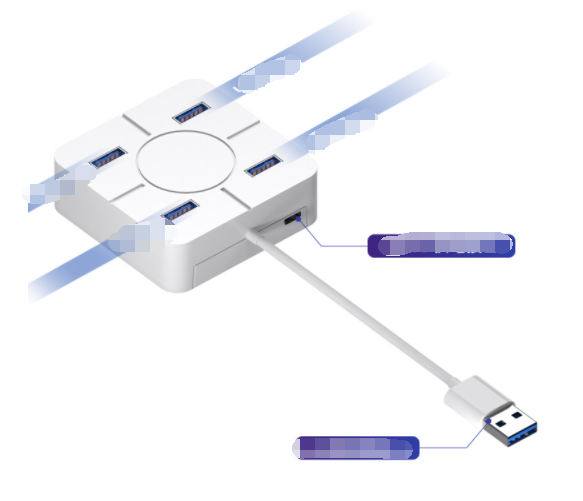 Square four-port splitter 1 meter line (white)