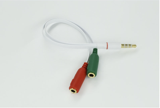 爆款耳機一分二轉接頭3.5mm轉接線麥克風音頻線（白色）