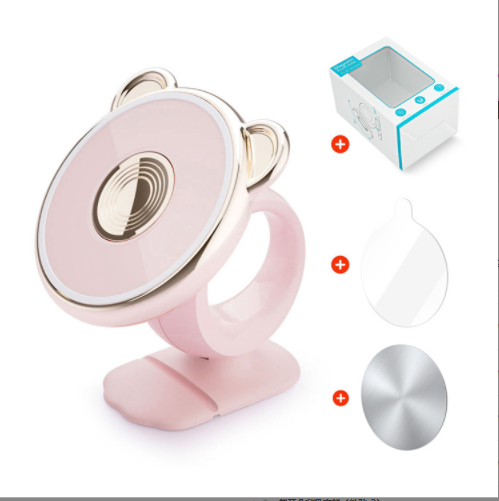 Car cartoon interior fixed navigation bracket (pink bear ear paste type)