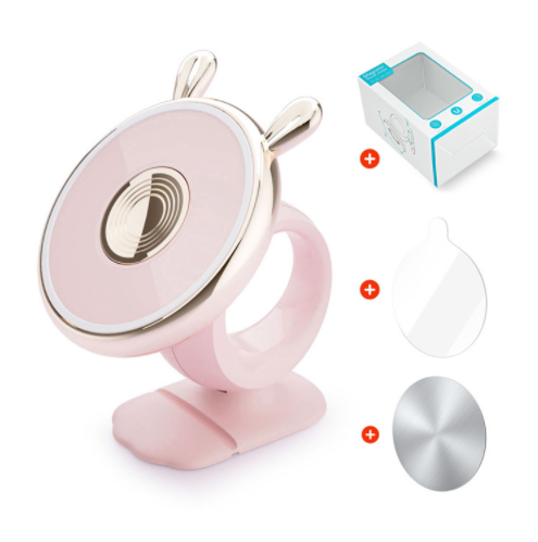 Car cartoon interior fixed navigation bracket (pink rabbit ear paste type)