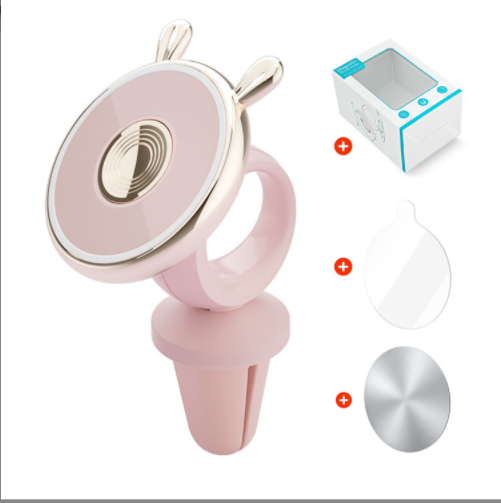 Car cartoon interior fixed navigation bracket (pink rabbit ear air outlet)