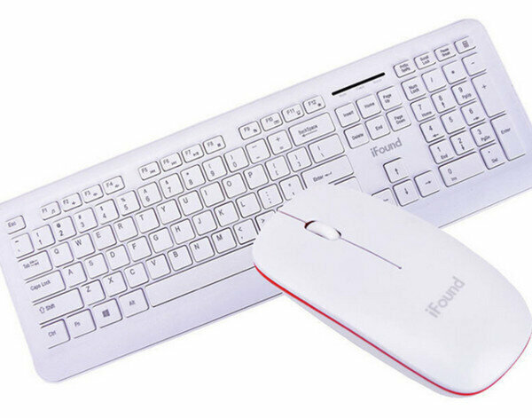 W8201 Girls Silent Chocolate Multimedia 2.4G Wireless Keyboard & Mouse Set - W8201 White Wireless