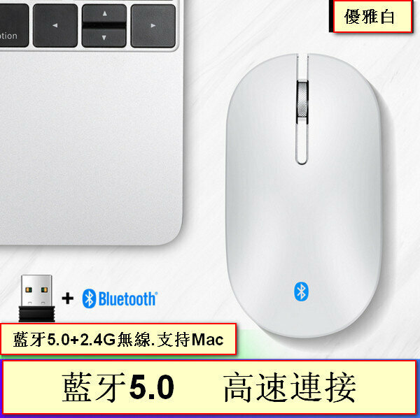 Mini Bluetooth Wireless 2.4G Mouse-X7-Bluetooth Dual Mode Elegant White