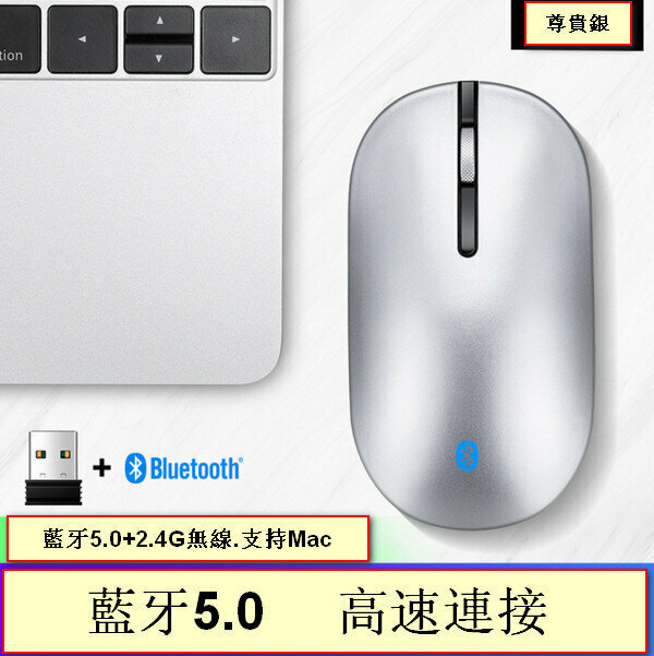 Mini Bluetooth Wireless 2.4G Mouse-X7-Bluetooth Dual Mode Premium Silver