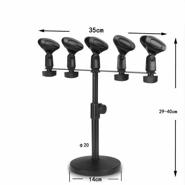 Desktop Microphone Stand, Microphone Stand, Conference Stand, One-in-One, Five-Headed Microphone Stand, Stand (Five-Head Microphone Stand (Black))