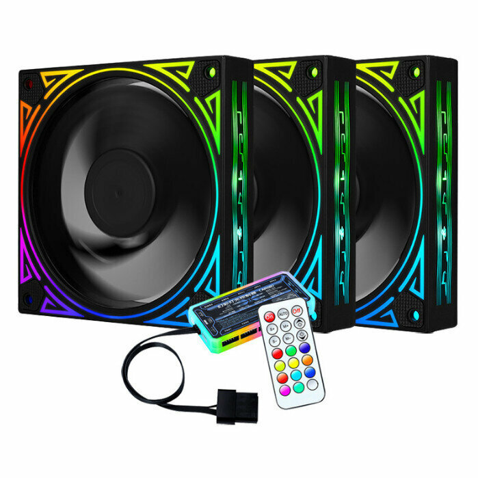 LED Cool Computer Case Fan Radiator ARGB Optical Case Fan Radiator (3 Fans + 1 Set of Controllers)