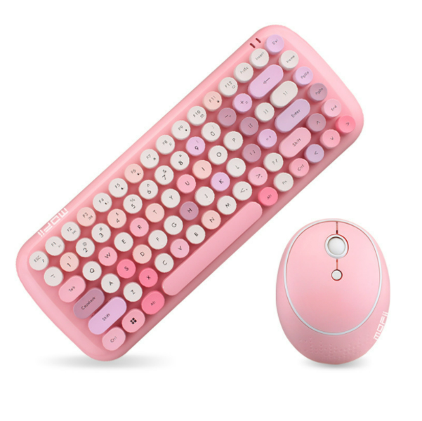 Office Mini Wireless Keyboard and Mouse Combo (Candy Pink Mixed Color Edition)