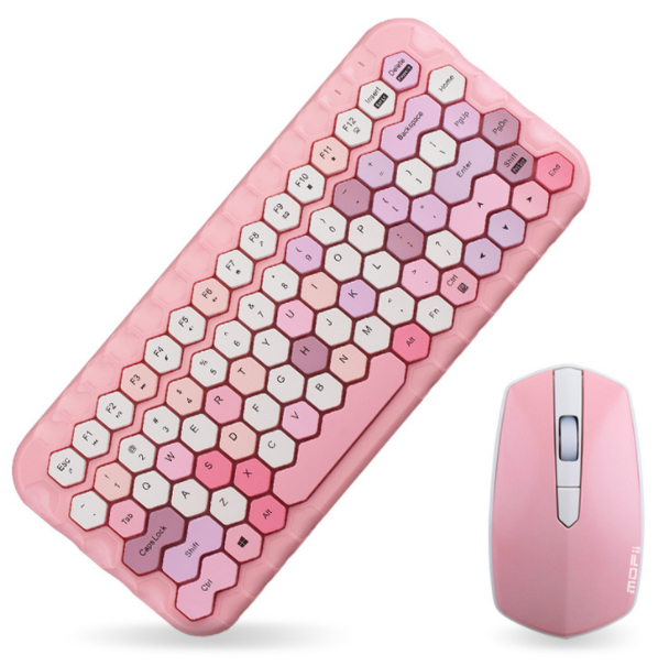Ferris Hand Gaming Wireless Keyboard and Mouse Combo (Honey Mixed Color Pink)
