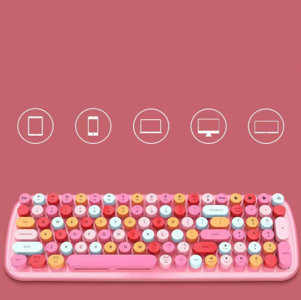 Bluetooth Keyboard & Mouse Set (CANDY-BT Mixed Color Pink Edition)