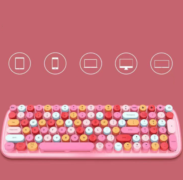 Bluetooth Keyboard & Mouse Set (CANDY-BT Mixed Color Pink Edition)