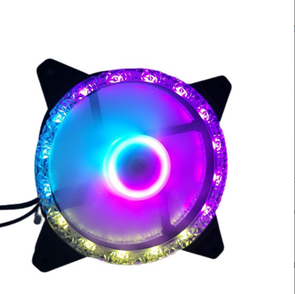 A RGB 5V3-Pin PWM 12CM Chassis Cooling Fan (Diamond Dual Aurora ARGB Fan PWM)