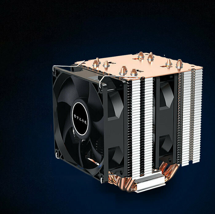 Desktop CPU Cooler Silent Cooling Fan (6 Heat Pipes + Dual Fans (Matte) Standard Version Fixed Speed)