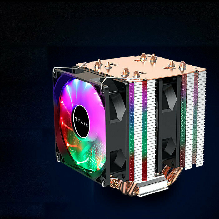 Desktop CPU Cooler Silent Cooling Fan (6 Heat Pipes + Dual Fans (IPL) Standard Version Fixed Speed)