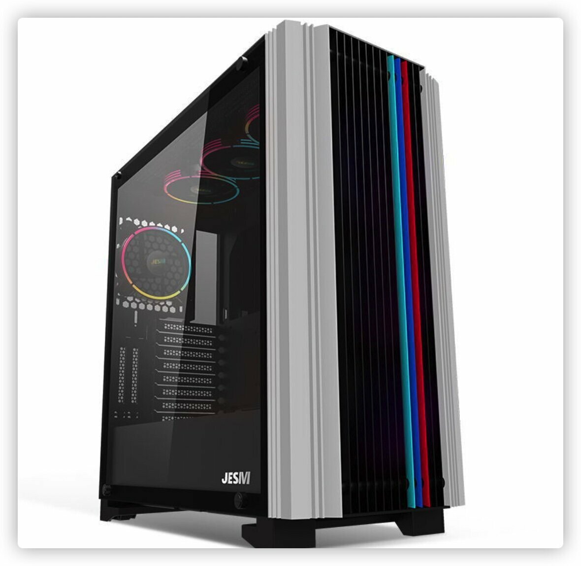 AIGO water-cooled chassis supports top 360 radiator, supports vertical-mounted graphics card (silver)