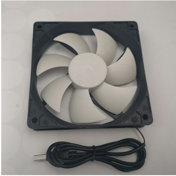 12CM BLACK USB PORT 5V CASE FAN (12025 BLACK FRAME WHITE LEAF USB PORT)