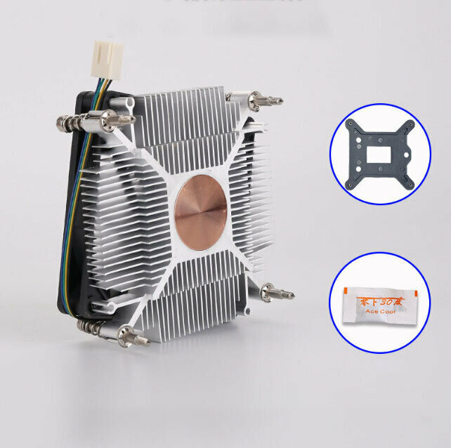 Desktop CPU Cooler Silent Hydraulic CPU Fan Heatsink (1U-Copper Core)