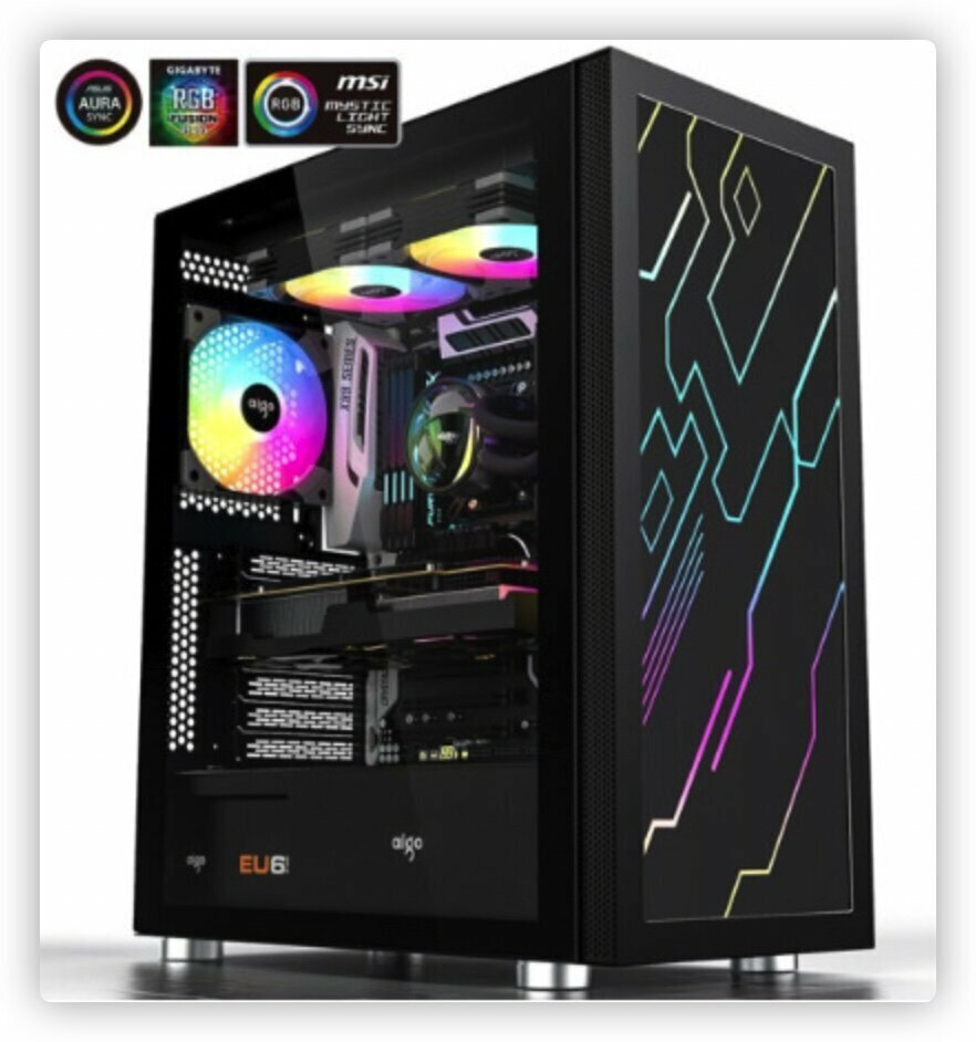 Dazzling 5 Computer Chassis Full Side Transparent Desktop Computer Host (Black)