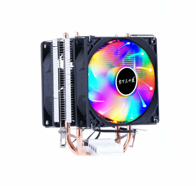 Dual Heat Pipe CPU Cooler Silent Cooling Fan (Flame Battleship Lantern 3-pin)