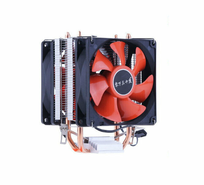 Dual Heat Pipe CPU Cooler Silent Cooling Fan (Flame Battleship No Light)
