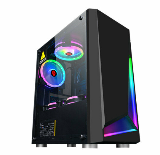 Tempered Glass 3.0 Desktop Case with RGB Color Changing Light Bar (Ice Blade (Black))