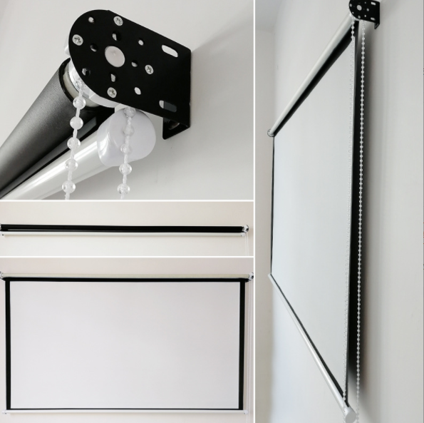 Manual curtain type projection screen home projector wall curtain 60 inch 4:3 curtain type hand pull curtain white plastic