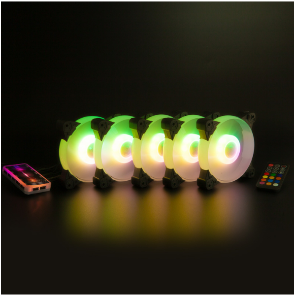 12CM Yuhuan Big Core RGB Cooling Fan (5 Yuhuan RGB Fans + Controller)