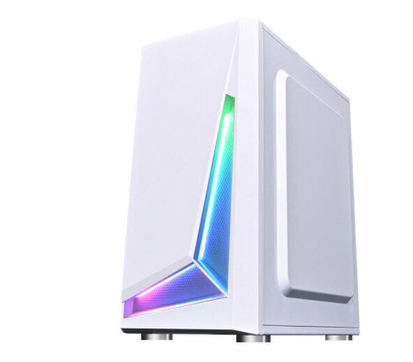 Tempered Glass 3.0 Desktop Case with RGB Color Changing Light Bar (Ice Blade (White))