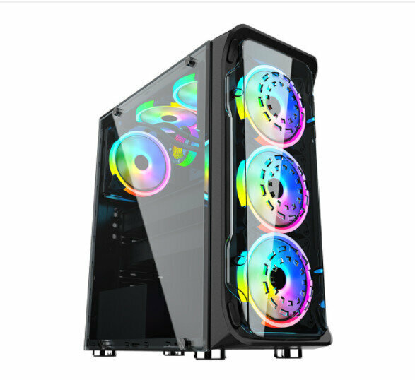 Desktop Computer Case Tempered Glass USB3.0 Lower Power Supply (Play Jia Xuanying (Black))