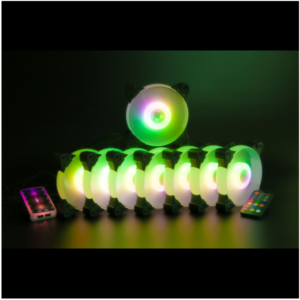 12CM Yuhuan Big Core RGB Cooling Fan (Yuhuan RGB Fan 7pcs + Controller)