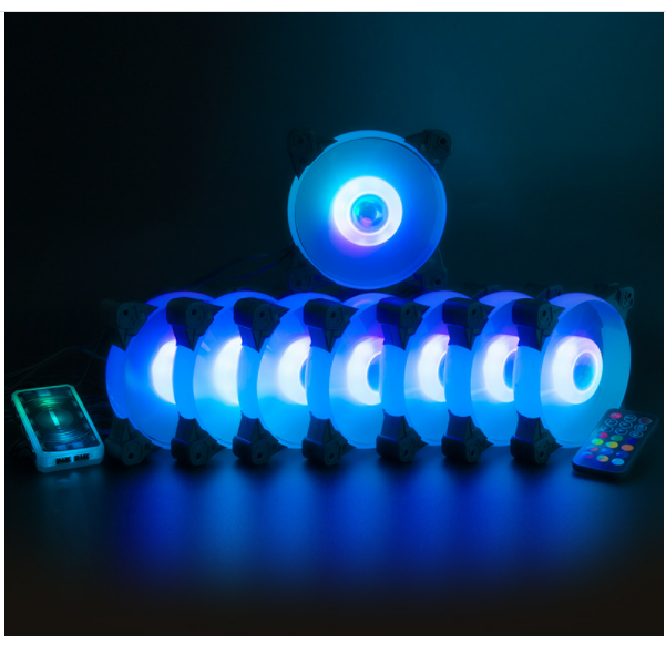 12CM Yuhuan Big Core RGB Cooling Fan (8 Yuhuan RGB Fans + Controller)