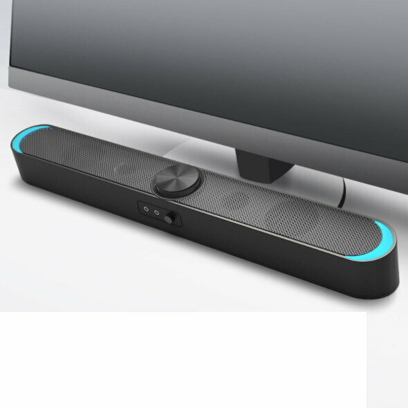 Computer Audio, Home Desktop Small Speaker, Notebook Wired Mini Strip Universal Subwoofer (V-198 Normal Edition Black)