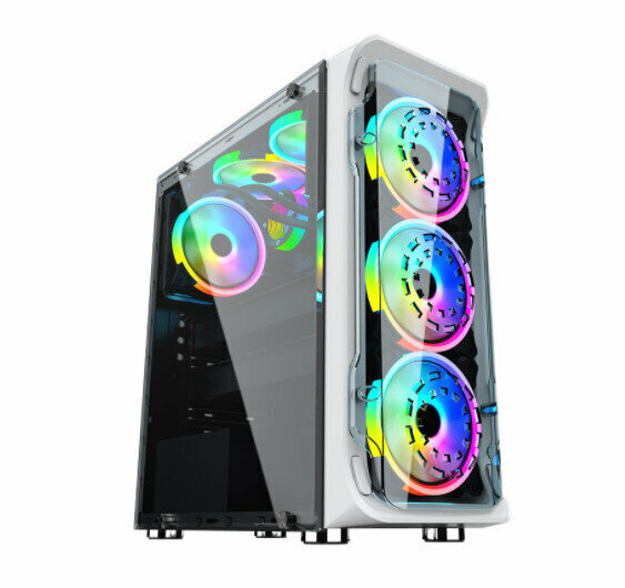 Desktop Computer Case: Tempered Glass USB3.0 Lower Power Supply (Play Jia Xuanying (White))