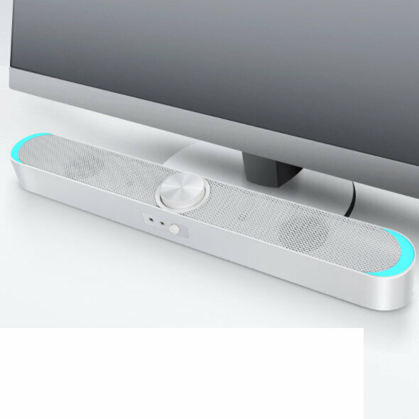 Computer Audio, Home Desktop Small Speaker, Notebook Wired Mini Strip Universal Subwoofer (V-198 Normal Version, White)