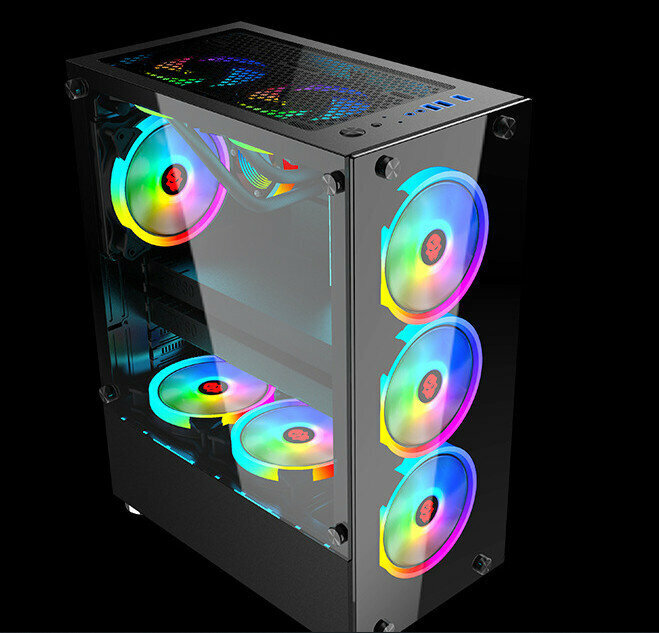 Computer case double-sided tempered glass full side view support ATX large and medium plate (black)