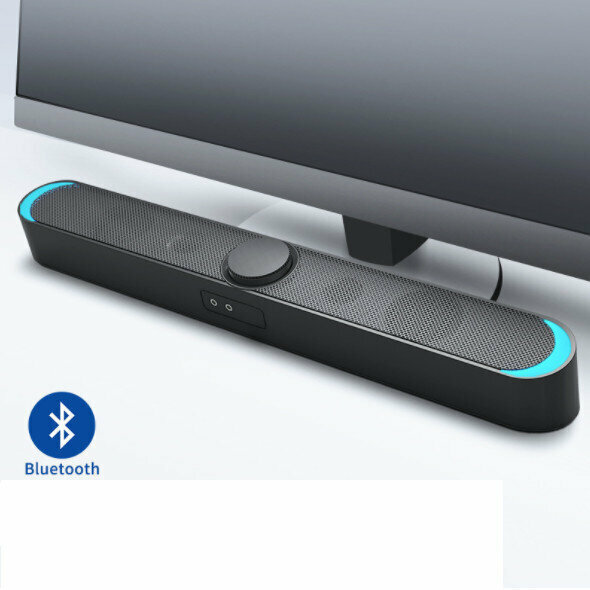 Computer Audio, Home Desktop Small Speaker, Notebook Wired Mini Strip Universal Subwoofer (V-198 Bluetooth Version Black)