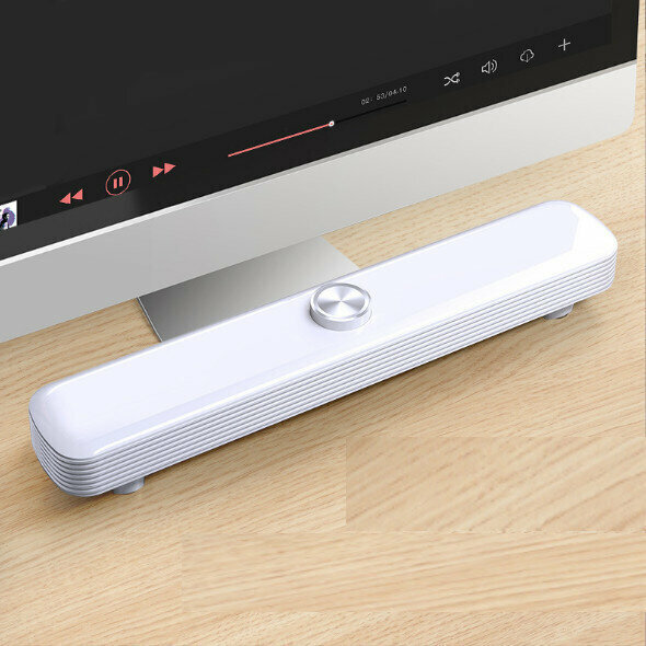 Mobile phone, computer, audio, desktop, small speaker, subwoofer, mini strip, home notebook speaker (white)