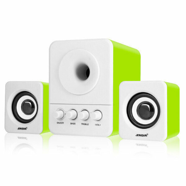 Computer Speaker, Mobile Phone, Laptop, Small Speaker, Desktop, Mini USB2.1 Subwoofer (Fruit Green)