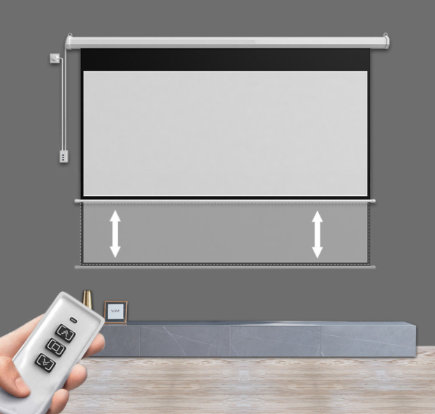 Automatic lifting 120 inch 16:9 white glass fiber electric projector screen teaching meeting home send remote control